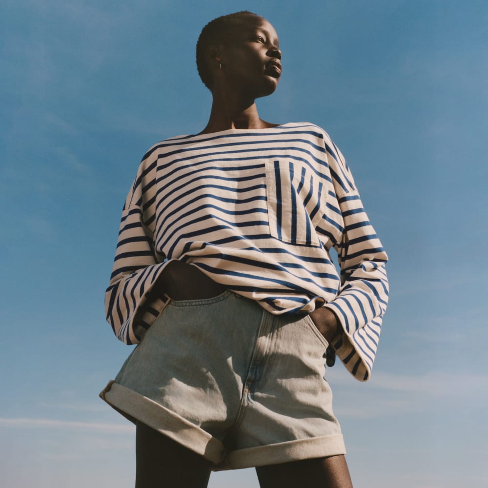 The A-Line Denim Short | Powder Blue