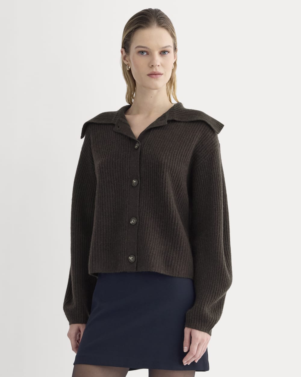 Fisherman Cardigan in Wool Cashmere | Americano Brown