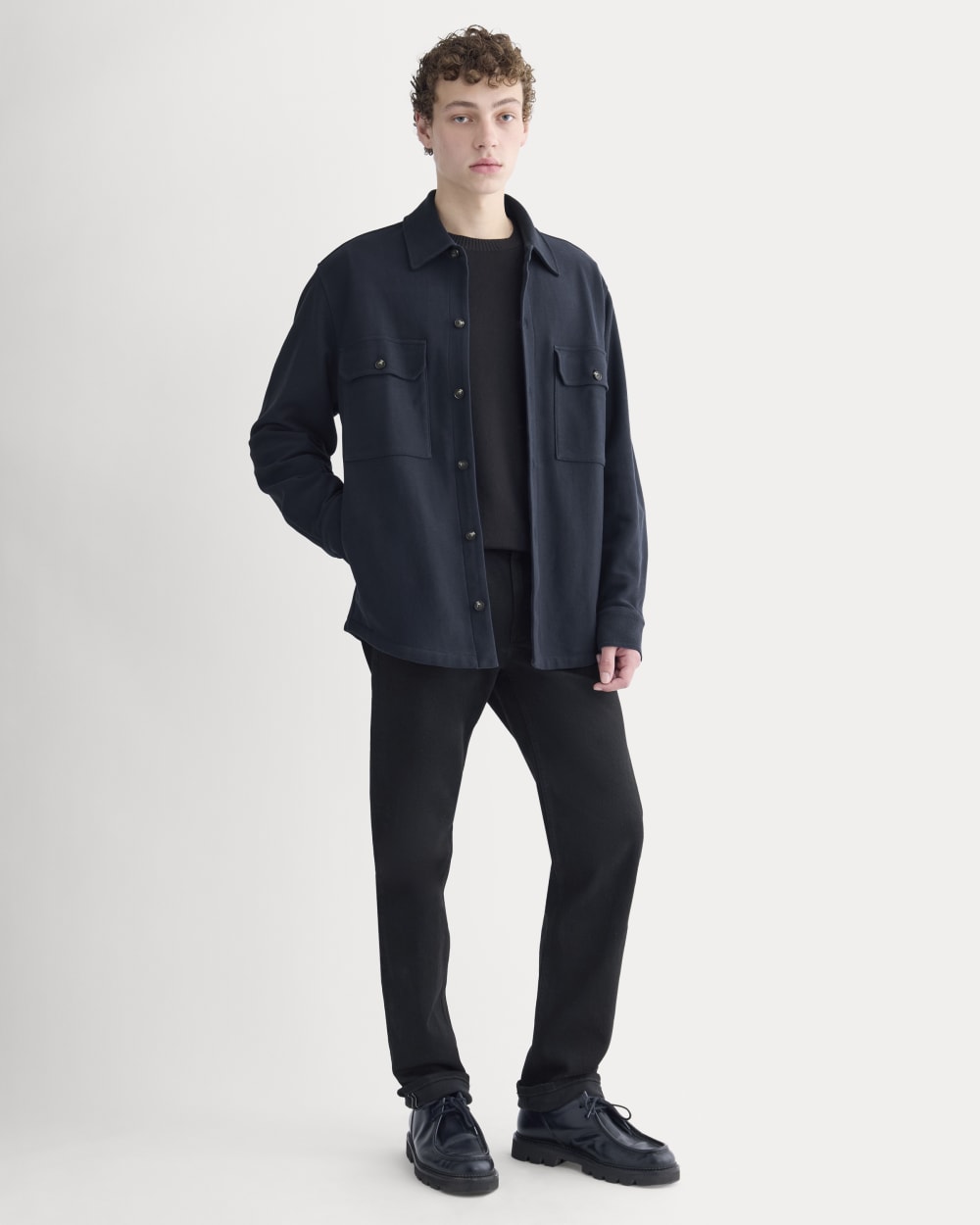Relaxed Knit Utility Shirt | Navy