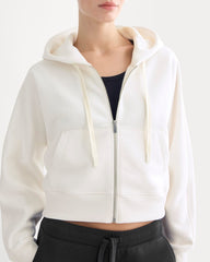 Luxe Fleece Full-Zip Cropped Hoodie | Bone