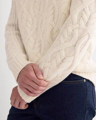 Cable Knit Crew in Luxe Merino | Bone