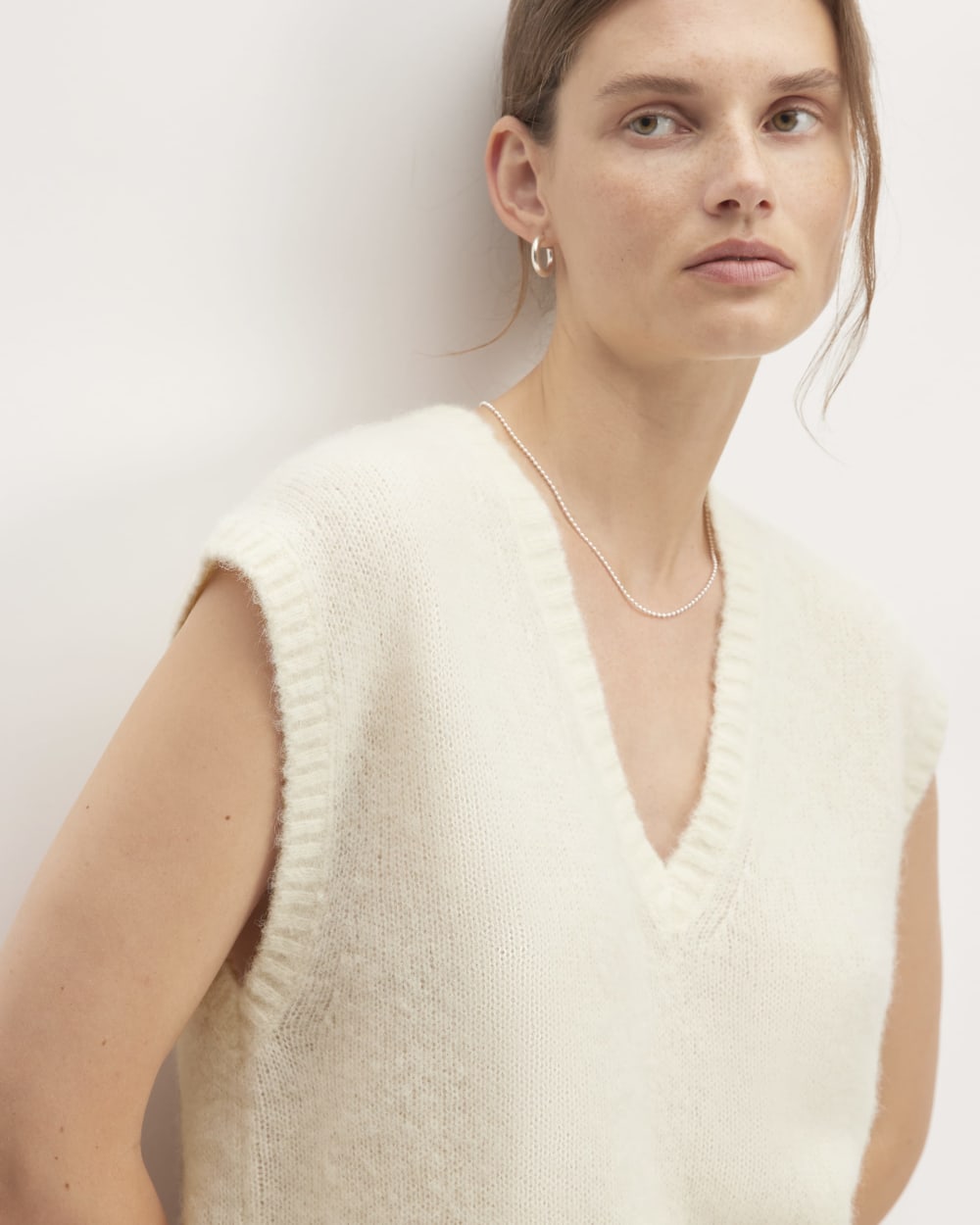 The Alpaca V-Neck Vest | Snow