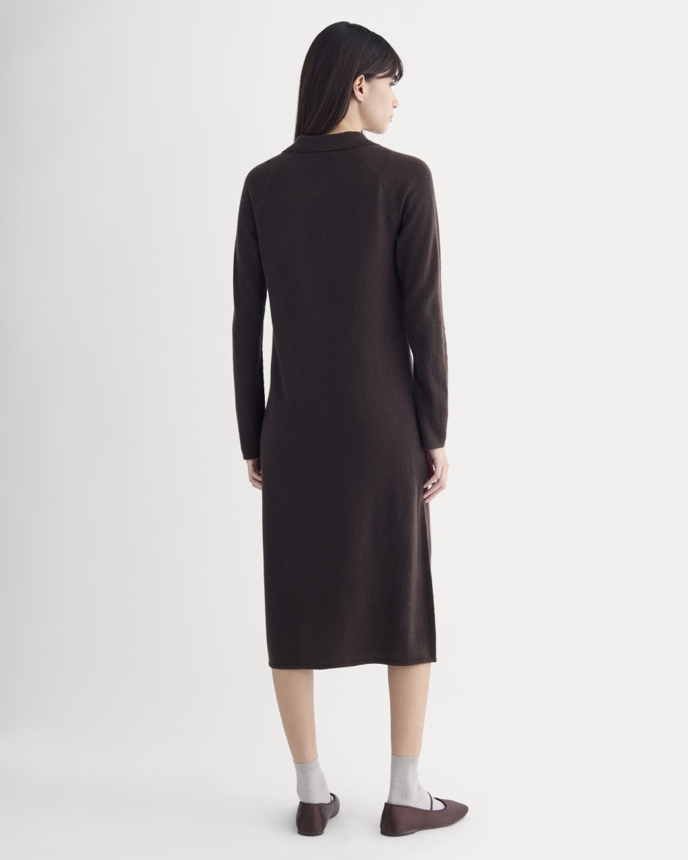 Cashmere Polo Midi Dress | Dark Chocolate
