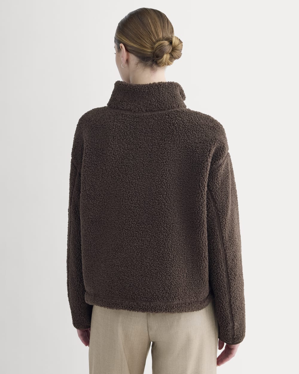 Reversible Teddy Half-Zip Pullover | Coffee Bean