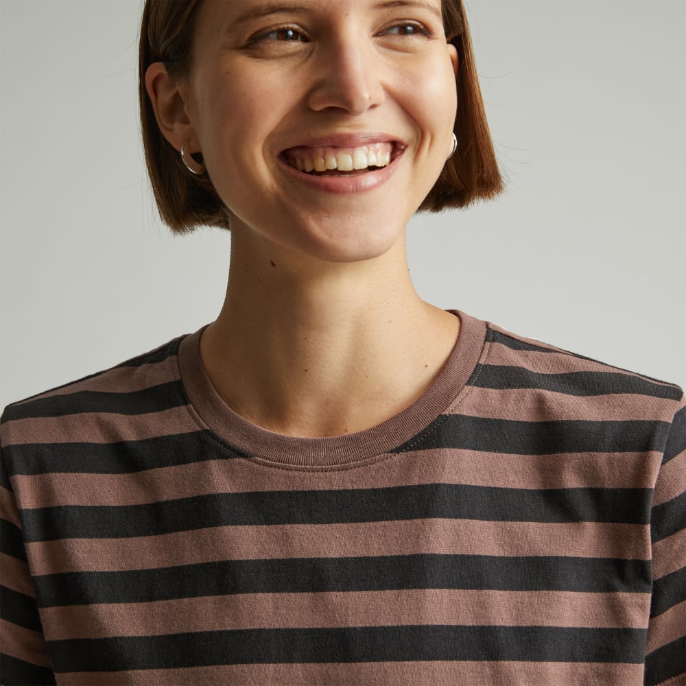 The Box-Cut Tee in Essential Cotton | Chocolate Brown / Black | No Pocket