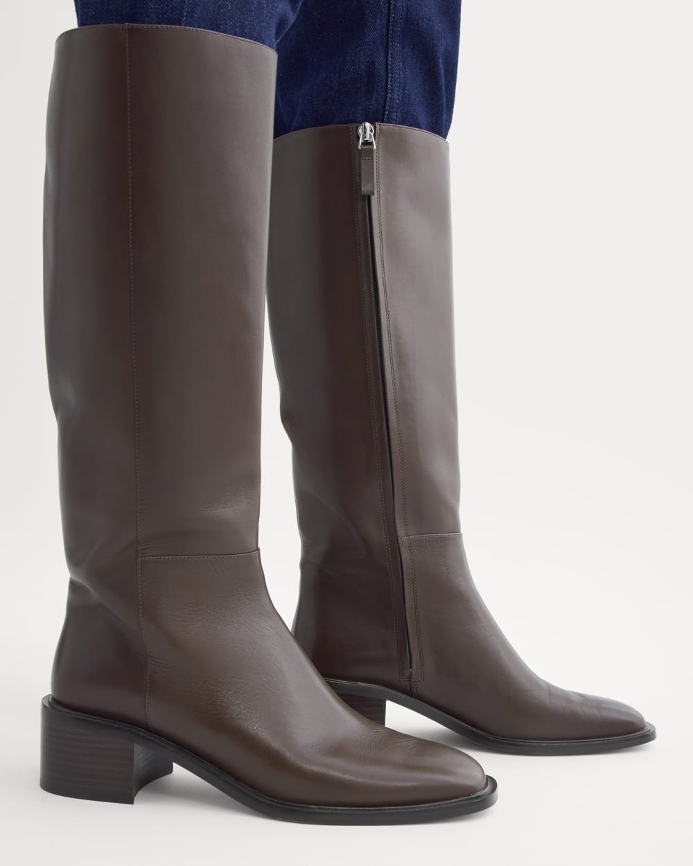 Leather Knee-High City Boot | Deep Brown