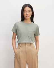 The Box-Cut Tee in Essential Cotton | Sage Green | Pocket