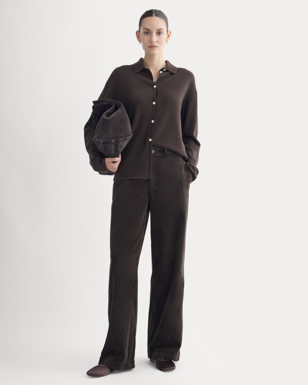 Corduroy Wide-Leg Trouser | Dark Chocolate