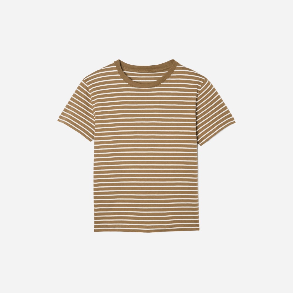 The Box-Cut Tee in Essential Cotton | Olive / Tan | No Pocket