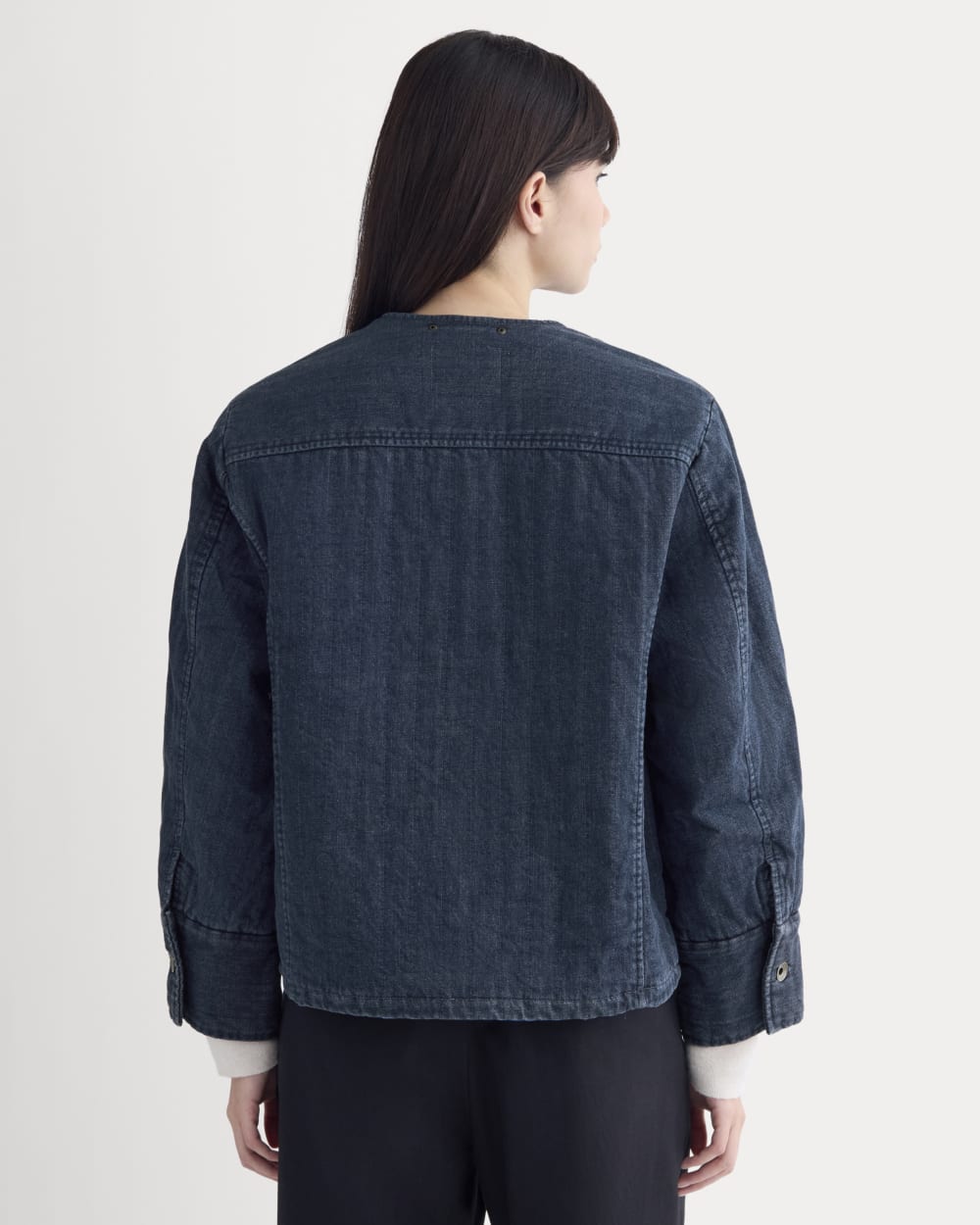 Denim Quilted Barrel Jacket | Midnight