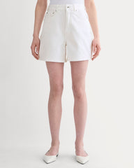 The A-Line Denim Short | White