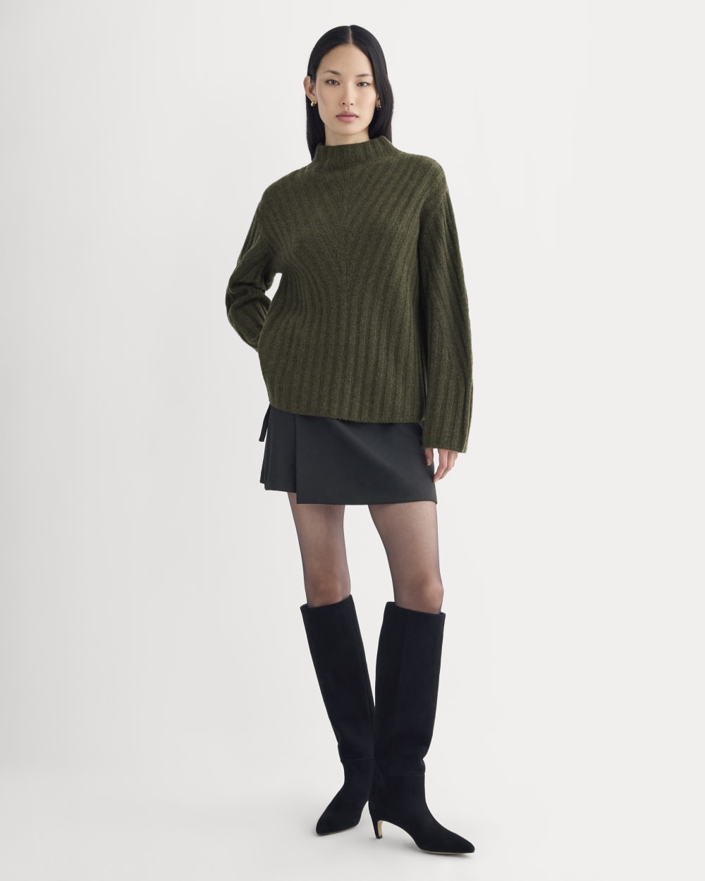 Funnel-Neck Sweater in Wool Cashmere | Heather Beech
