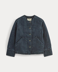 Denim Quilted Barrel Jacket | Midnight
