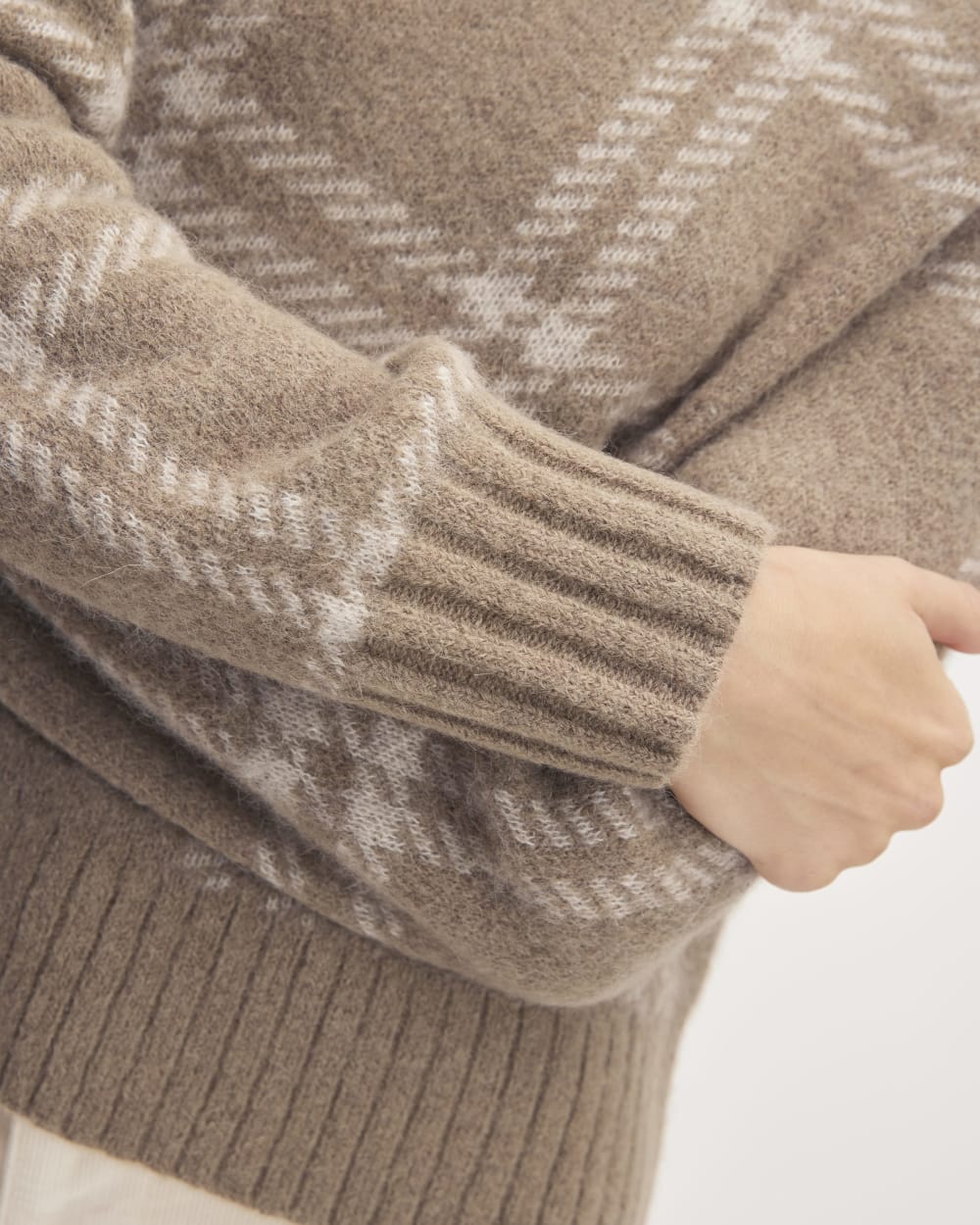 The Alpaca Cropped Crewneck Sweater | Wheat / Lightest Taupe