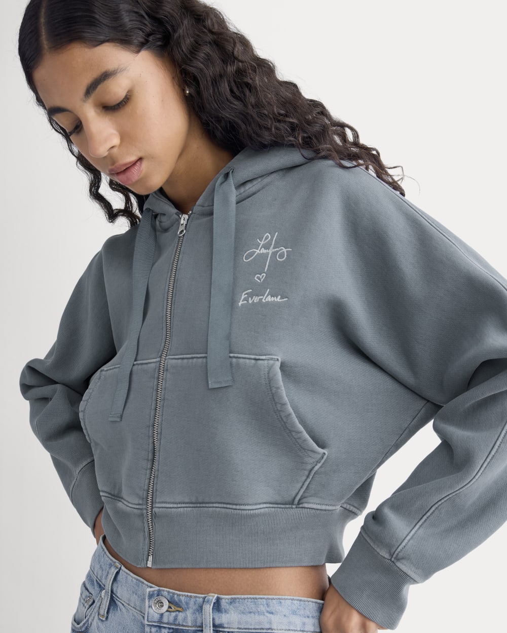 Everlane x The Laufey Foundation Cropped Full-Zip Hoodie | Vintage Indigo