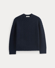 Cable Sweater in Luxe Merino | Navy