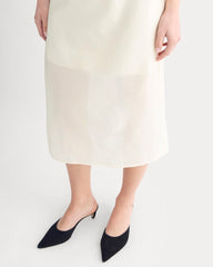 Midi Skirt in Cotton-Silk Organza | Parchment