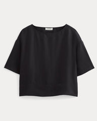 The Boatneck Top in Linen | Black
