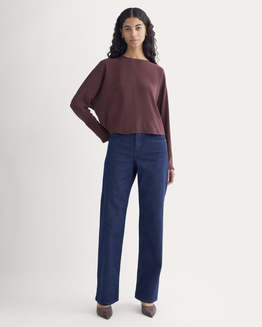 Dolman Top in Washable Silk | Deep Plum