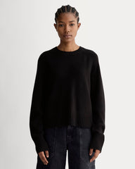 The Boxy Crew in Cashmere | Black