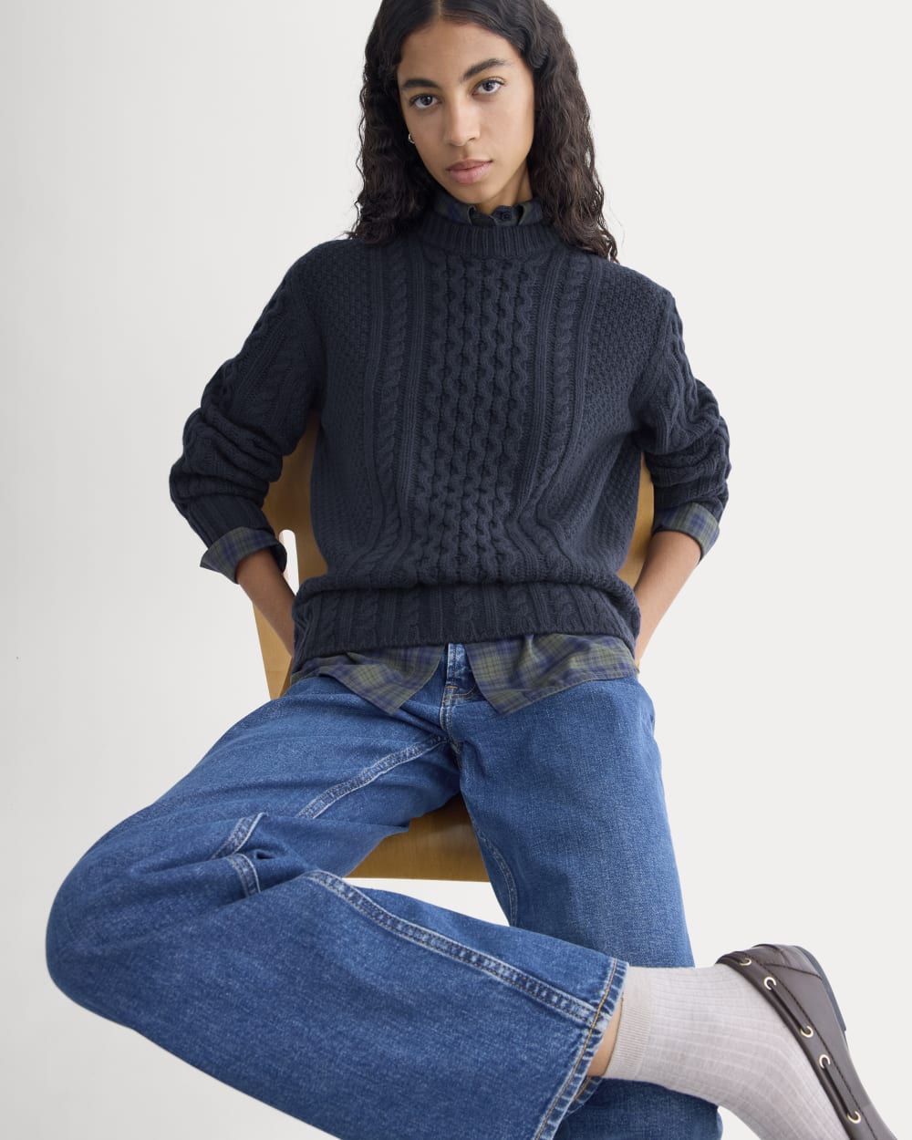 Cable Sweater in Luxe Merino | Navy