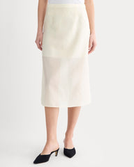 Midi Skirt in Cotton-Silk Organza | Parchment
