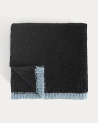 Plush Alpaca Scarf | Black/ Skyway