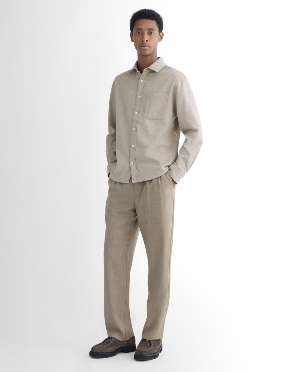 Brushed Flannel Shirt | Heathered Oatmeal