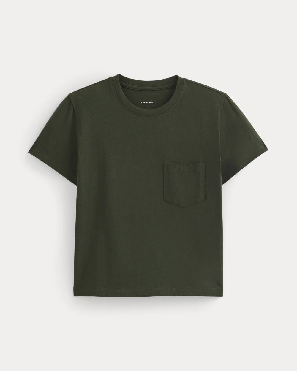The Box-Cut Tee in Essential Cotton | Dark Green | Pocket