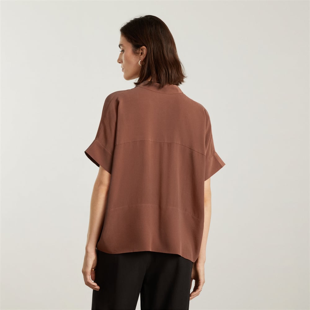 The Boxy Shirt in Washable Silk | Cinnamon