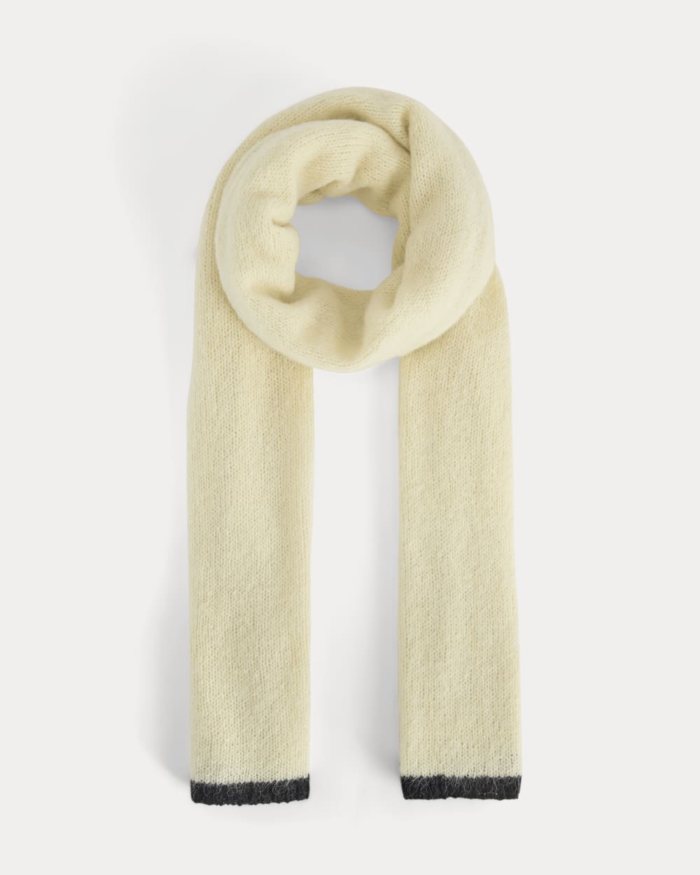 Plush Alpaca Scarf | Bone/ Black