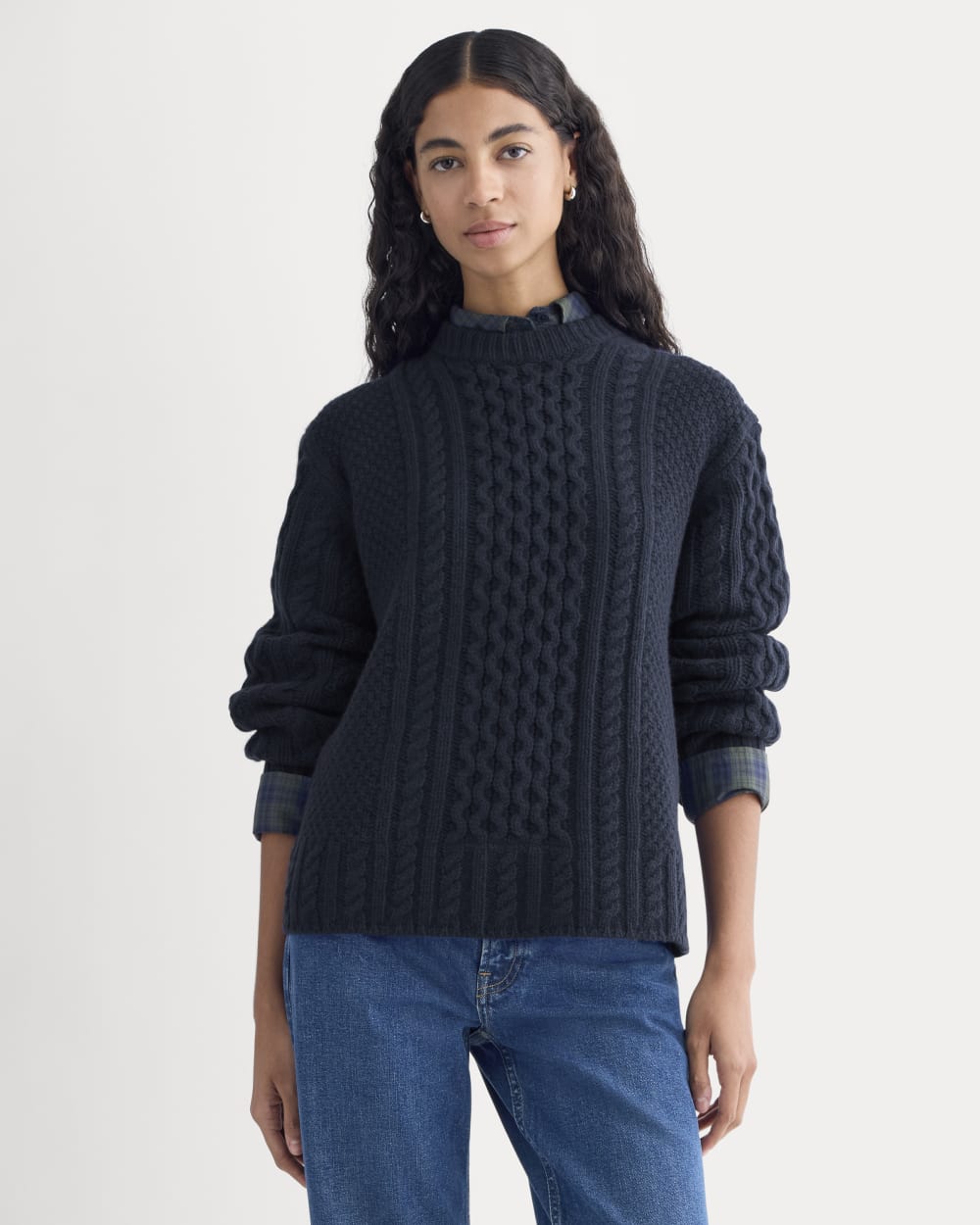 Cable Sweater in Luxe Merino | Navy