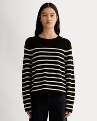 The Boxy Crew in Cashmere | Black / Bone
