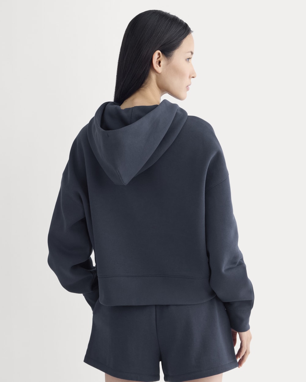 Cropped Luxe Fleece Hoodie | Navy
