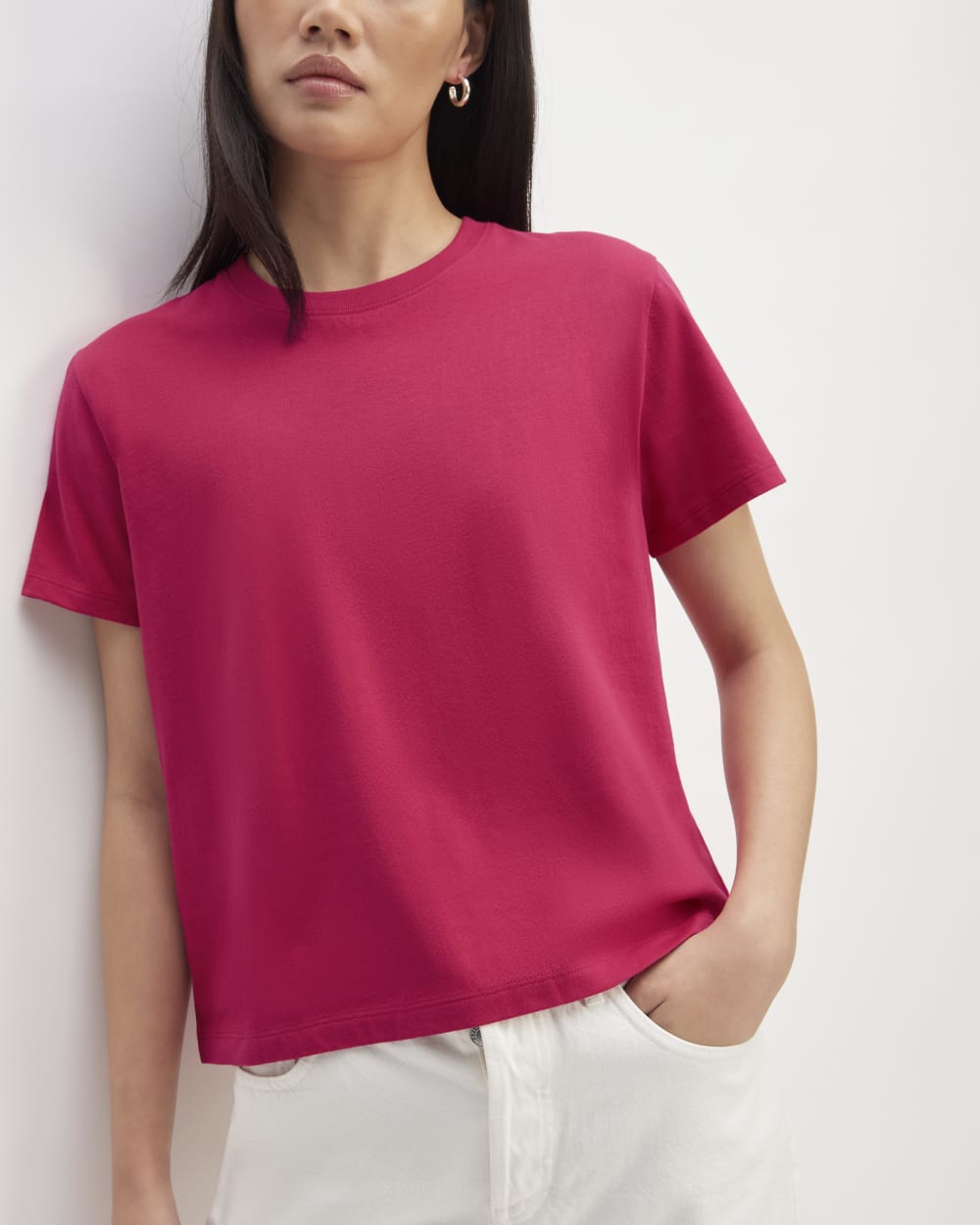 The Box-Cut Tee in Essential Cotton | Red Currant | No Pocket