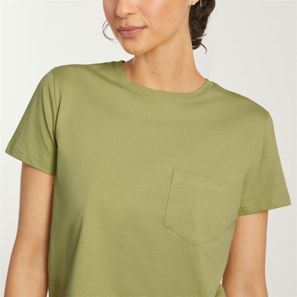 The Box-Cut Tee in Essential Cotton | Leek | Pocket