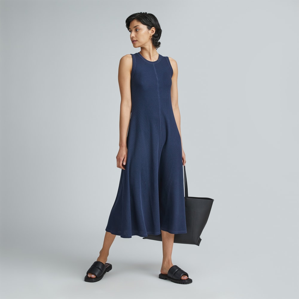 The  Organic Cotton Waffle Tank Dress | Navy