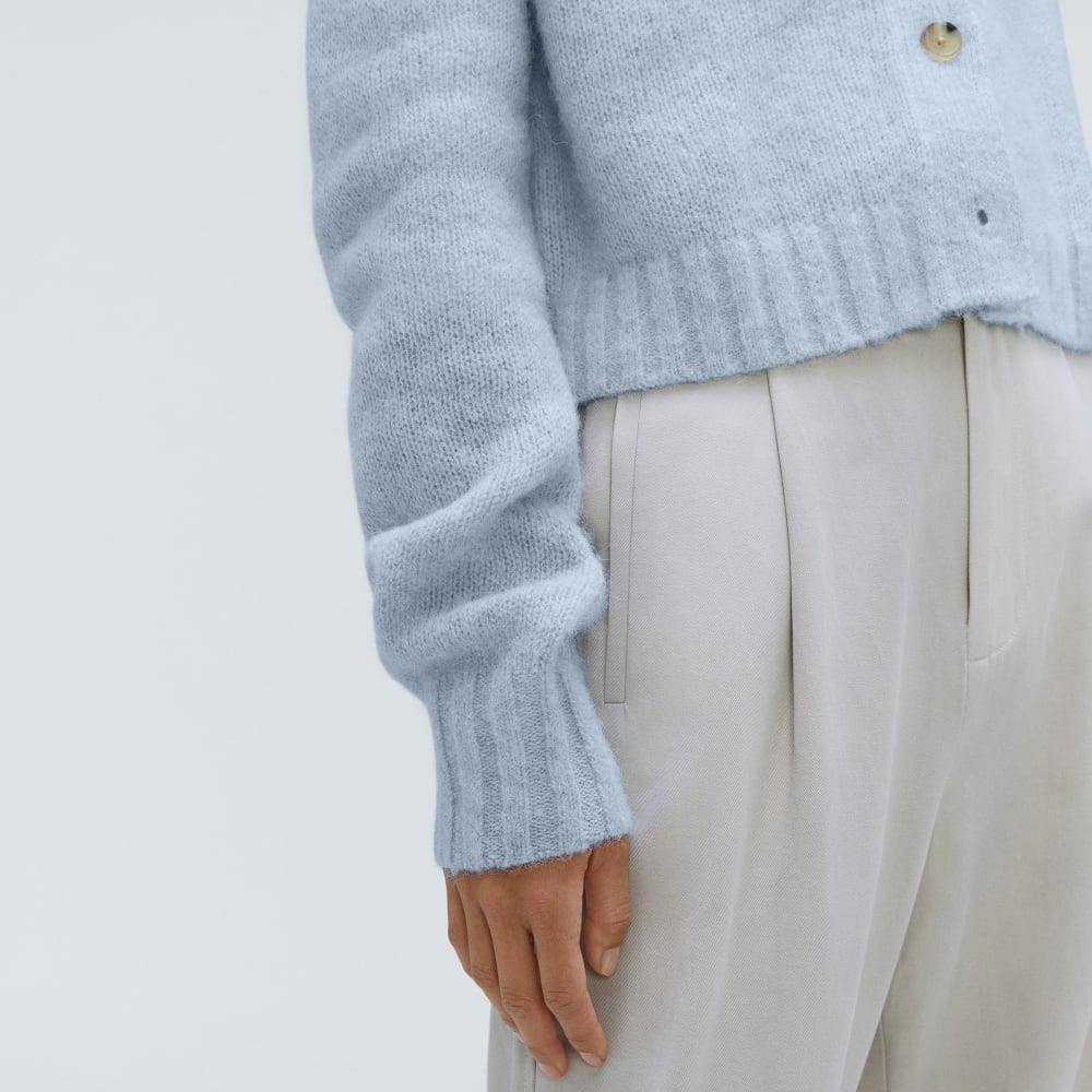 The Alpaca V-Neck Cropped Cardigan | Mist