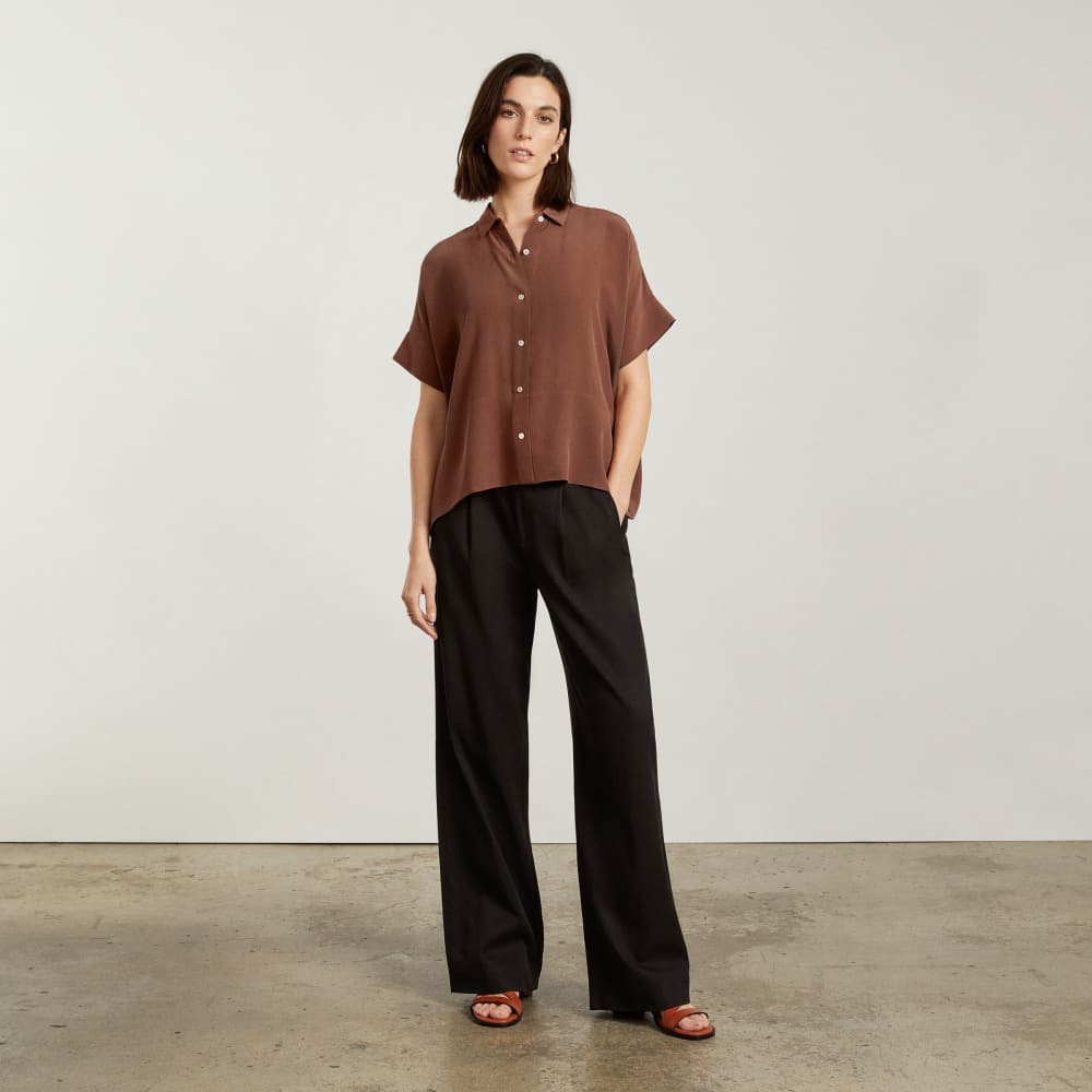 The Boxy Shirt in Washable Silk | Cinnamon