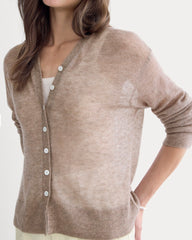 The Air Alpaca ™ High V Cardigan | Heathered Chocolate Chip