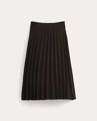 Pleated Crepe Midi Skirt | Black