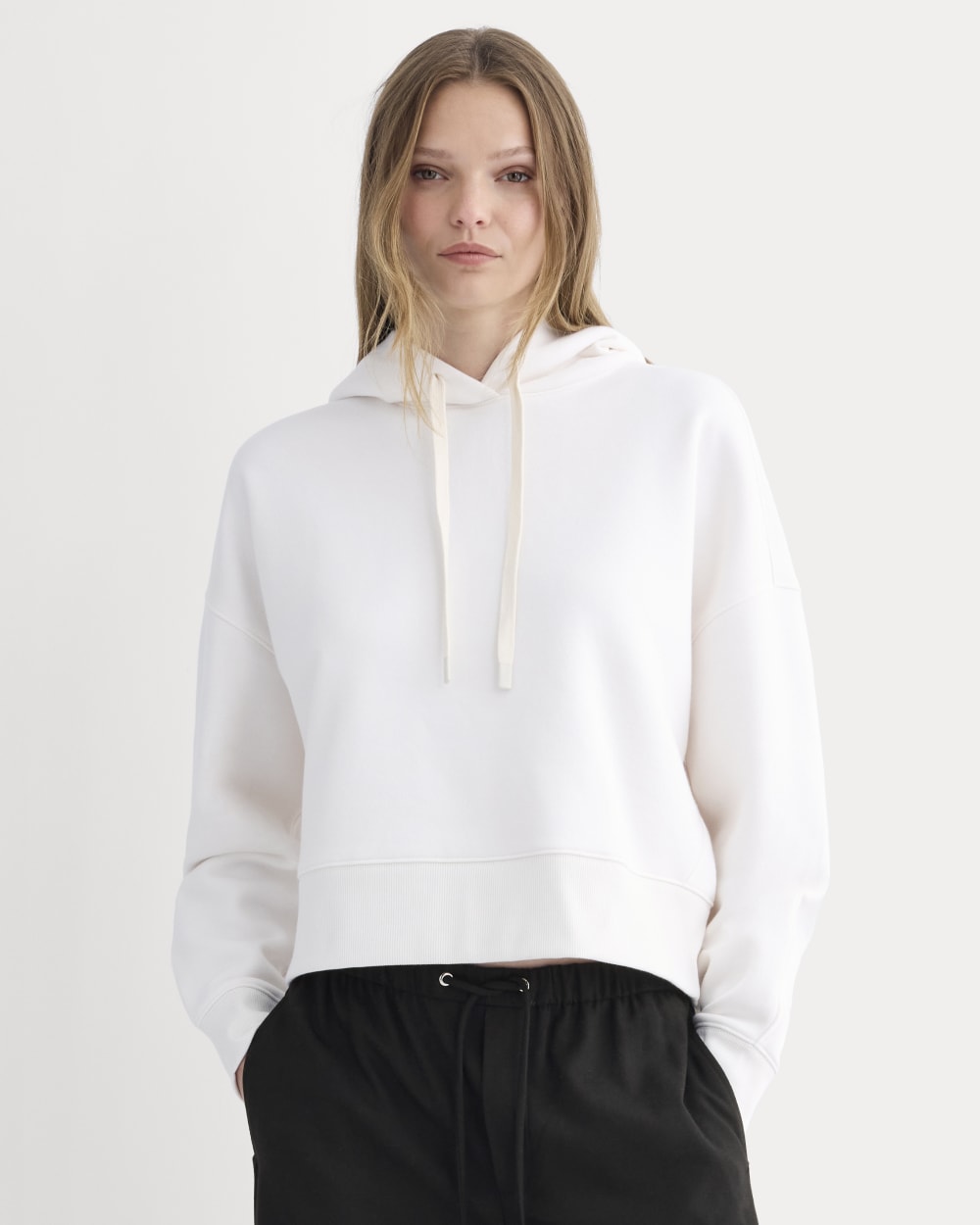 Cropped Luxe Fleece Hoodie | Bone