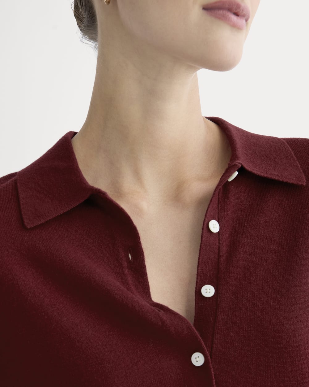 Oversized Polo Sweater in Cotton Merino | Deep Red