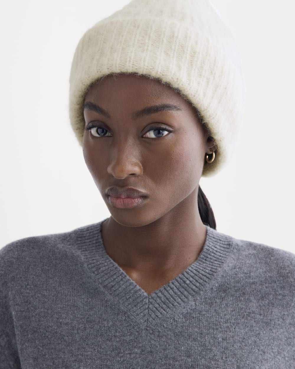 Plush Alpaca Beanie | Bone