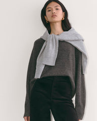 The Boxy Crew in Cashmere | Heather Charcoal