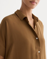 The Boxy Shirt in Washable Silk | Toffee