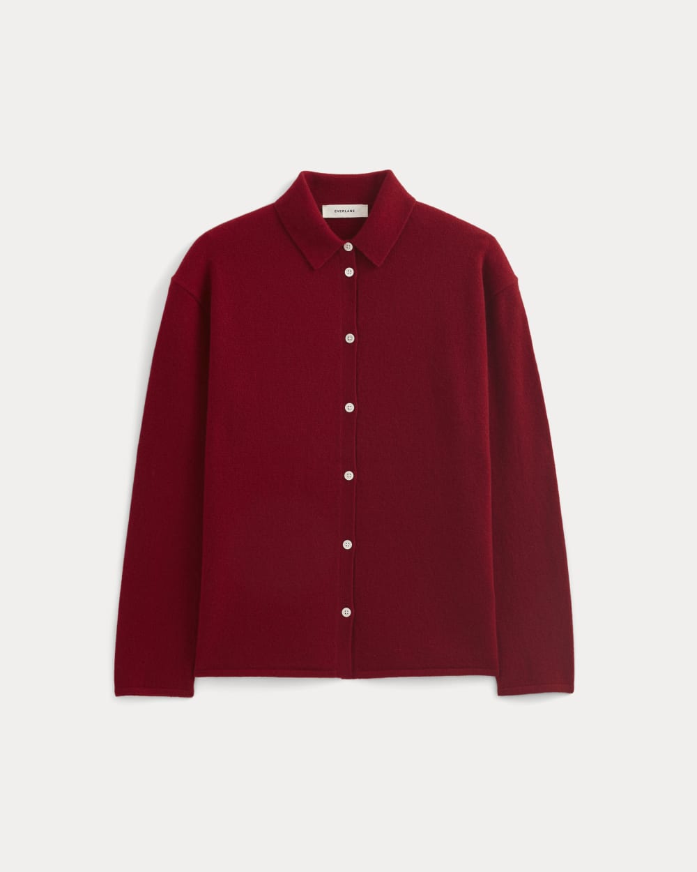 Cashmere Button-Up Shirt | Berry Red