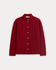 Cashmere Button-Up Shirt | Berry Red
