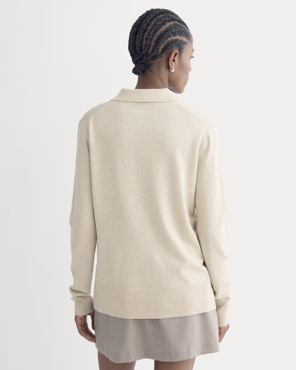 Oversized Polo Sweater in Cotton Merino | Heather Barley