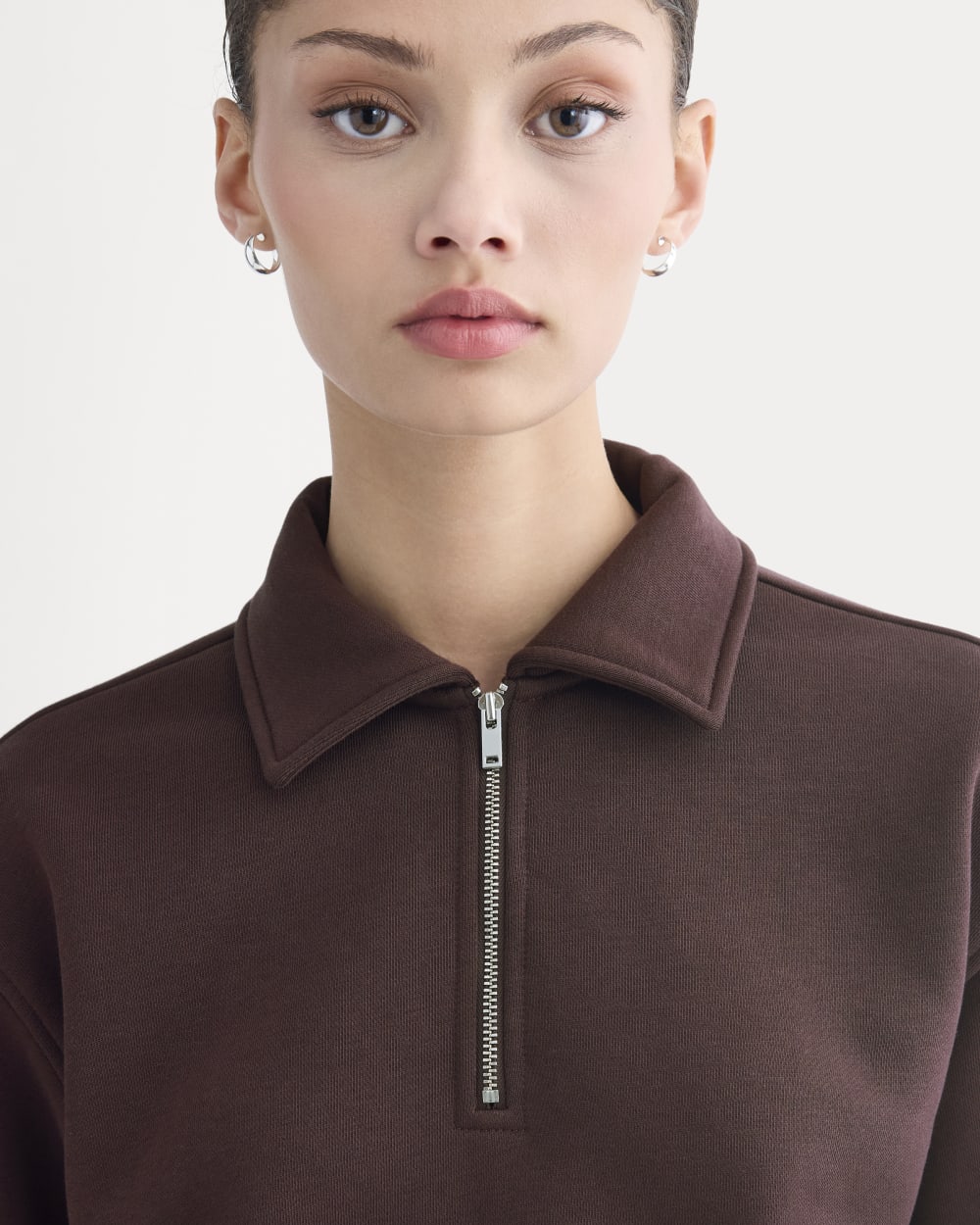 Luxe Fleece Zip Polo | Dark Chocolate